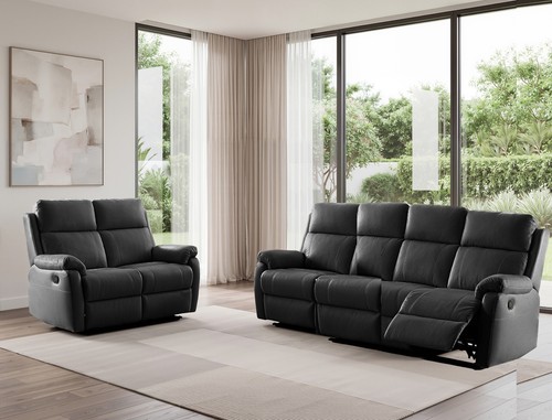 Black italian leather seater - italian, 4