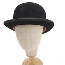 Falcon Bowler Hat One Size Black Suede Vintage Bespoke Made Menswear - Preloved