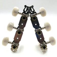 6 x Classical Acoustic Silver Guitar Tuning Pegs & Pearl Machine Heads Keys