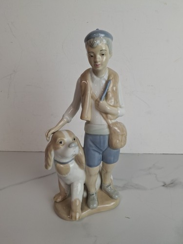 Spanish porcelain boy with - boy, dog