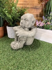Stone garden sitting pixie - stone,