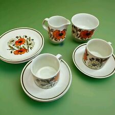 J&G Meakin Studio Vintage 70s Poppy Design Small Milk Jug Sugar Bowl Cup Bundle