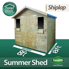 8ft X 8ft Tanalised Pressure Treated SummerShed Summer House + 1FT Overhang