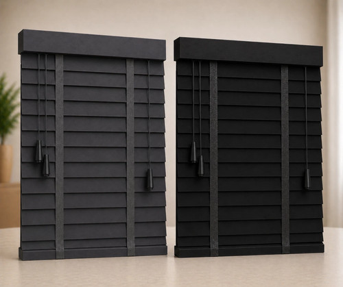 Black wood venetian blinds - black,