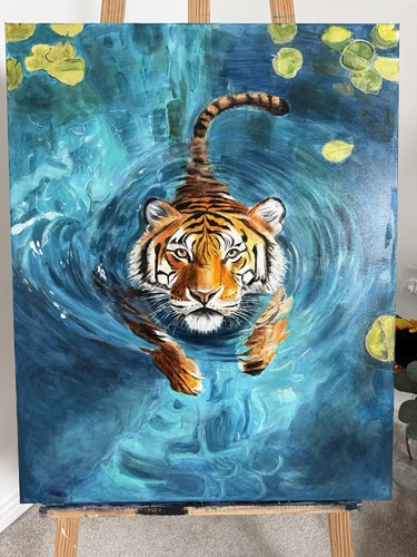 Tiger acrylic painting - , on