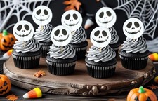 Jack Skellington Nightmare Before Christmas Cupcake Toppers, Halloween Food Pick