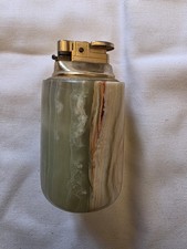 Vintage Onyx Marble Table Lighter with Gold-tone Metal Top