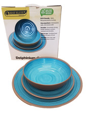 Quest Elite Plastic Dinner Set 12 Piece Microwave & Dishwasher Safe - Delphinium