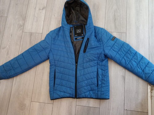 Blue crosshatch puffer jacket - blue,