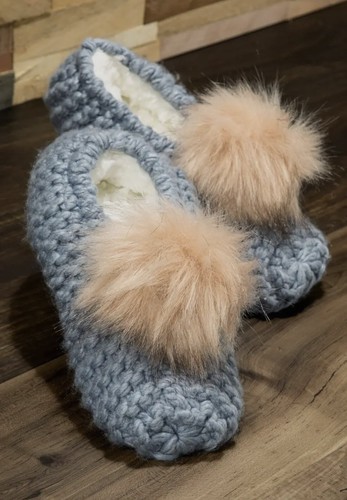 Blue knit microfiber lined - blue,