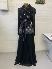 Vintage 1970s Janice Wainwright two peice black top/skirt set