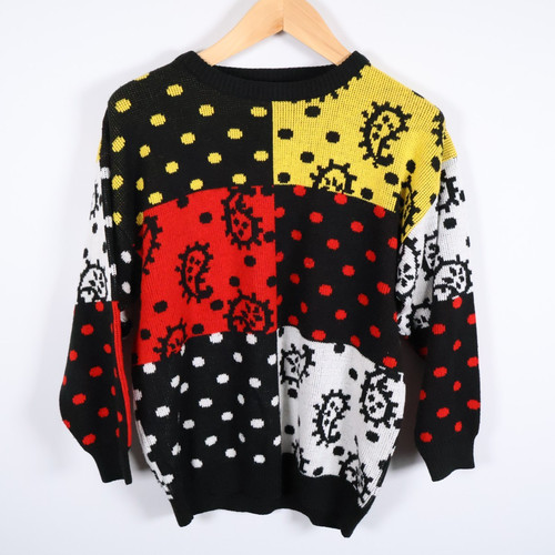 90s patchwork pattern sweater - 90s,
