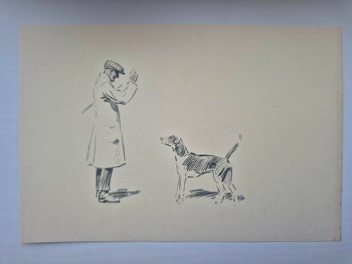 Antique pencil drawing - pencil, fox
