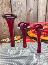3 VINTAGE 50S 60S RED CLEAR