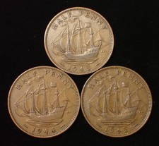 UK Half Penny 1943 , 1944 