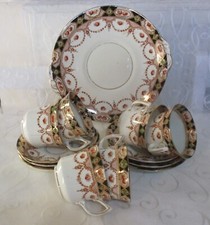 Vintage Imari Gilded Thames Pattern Part Tea set 6 Cups & Saucers + Cake Plate