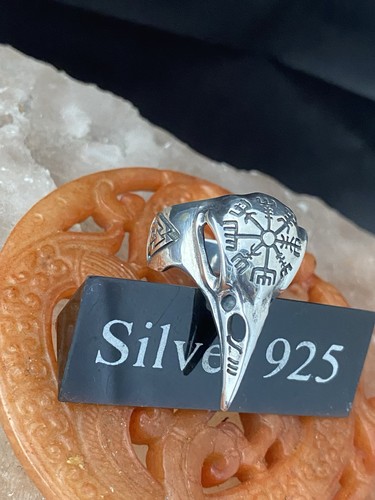 Solid silver norse crow - solid,
