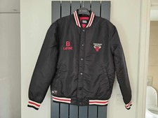 NBA CHICAGO BULLS BLACK BASKETBALL BOMBER VARSITY MENS JACKET - Size XS 