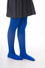 Girls School Tights - Royal Blue Tights 2 Pair Pk Cotton Soft : All Sizes
