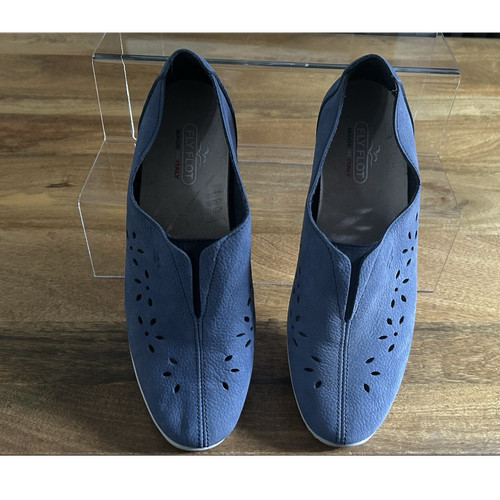 Fly flot blue - blue, leather