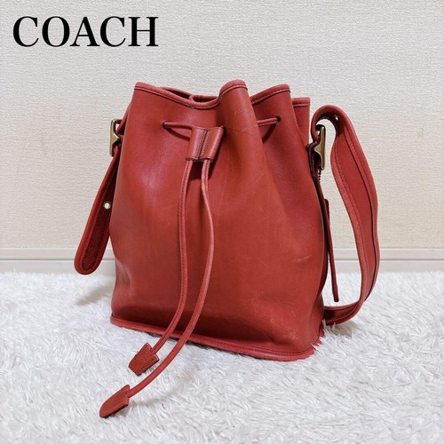 Coach red leather bucket - coach,