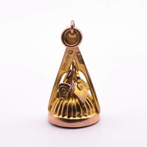 Antique 9ct gold masonic fob - gold,
