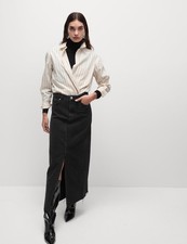 Marks & Spencer Womens Black Cotton Maxi Split Women Skirt - M&S