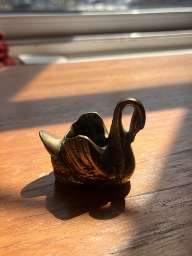 Vintage brass swan trinket - vintage,
