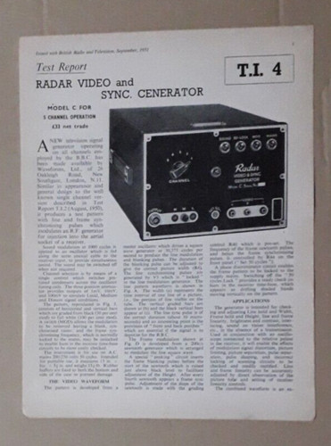 Radar video sync generator - video, sync.