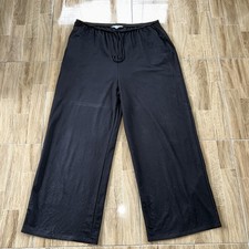 Ladies Black Wide Leg Faux