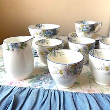 CLIFTON Tea Cup & Saucer Set Vintage Blue Floral MELBA Fine Bone China REPAIRED