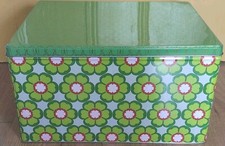 House Doctor Large Metal Floral Printed Lided Tin/Container L37 W 28 H 20 Cm