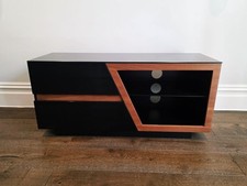 Jual Black / Walnut TV Stand / Cabinet With Glass Top