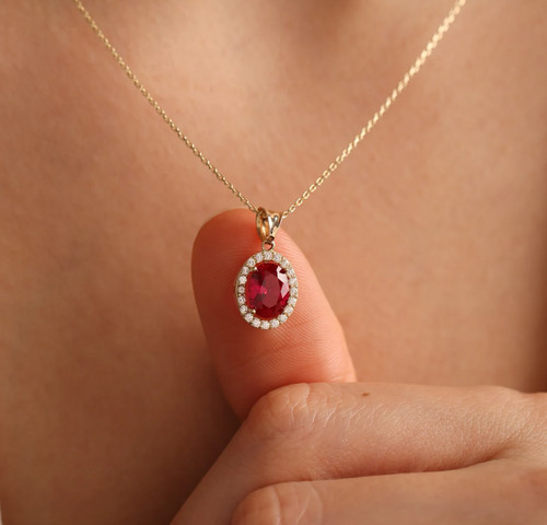 Red ruby pendant - ruby,