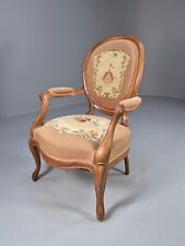 Vintage Danish Rococo Style Lounge Chair Figural Tapestry Upholstery EB8982 VCLO
