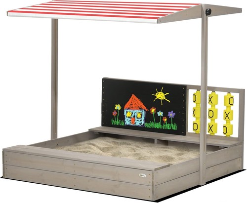 Outsunny kids wooden sandpit - outsunny,
