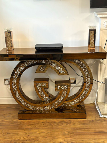 Gold mirrored glass - mirrored, console