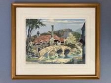 James Priddey (1916-80) Watercolour - Allerford Packhorse Bridge Exmoor Somerset