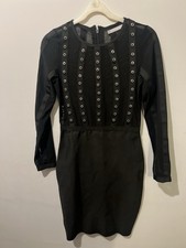 Allyson collection Black Fitted Dress with Silver Stud Detail Size Uk. S