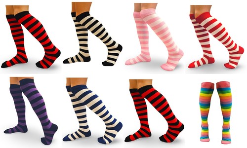 Girls rainbow striped - striped, knee
