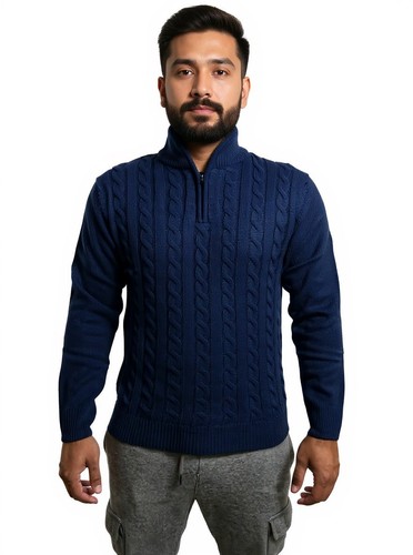 Mens half zip cable - mens, heavy