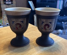 Jack O Patsy Irish Studio Art Pottery Youghal B Celtic Swirl Viking Goblets X2