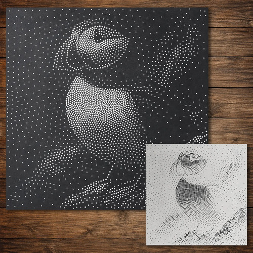 Puffin stipple art stencil - stipple,