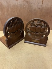 Fab Pair of Book Ends HMS Iron Duke  Salvaged Teak WWI Battle of Jutland  1916