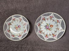 China Plates, Pair of Schumann 1920's pierced porcelain, Vintage (Bavarian)