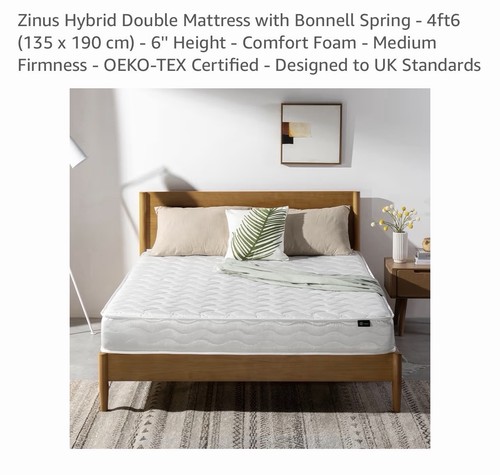 Zinus hybrid double mattress - zinus,