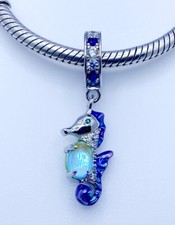 Sea Horse Dangle Charm Sea Life Beach Genuine 925 Sterling Silver💖