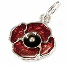 STERLING SILVER & ENAMELLED POPPY CHARM 