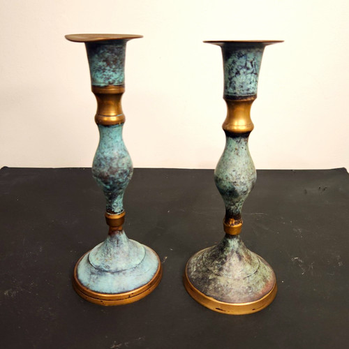 Pair brass candlesticks candle - pair,