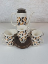 Brown Patterned Retro Coffee Set By Empire Porcelain